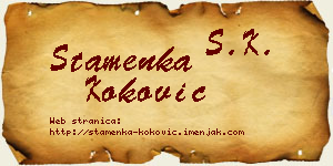 Stamenka Koković vizit kartica